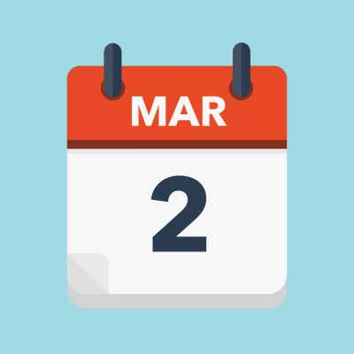 Calendar icon showing 2nd March